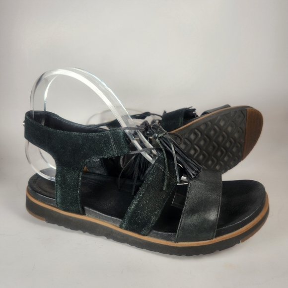 UGG Shoes - UGG Womens Maryssa Gladiator Sandal Size 9 Black Leather Suede Tassel Australia
